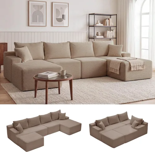 Vista 52 de Mangodan - Sofá seccional en forma de nube, sofá sin huesos para sala de estar, sofá seccional modular con asiento profundo, sofá esponjoso y cómodo
