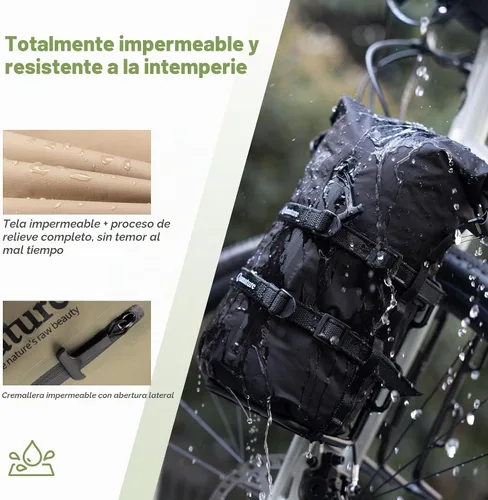 Vista 3 de Bolso de la horquilla de la bici, sistema ultraligero impermeable del rollo para Bikepacking Negro