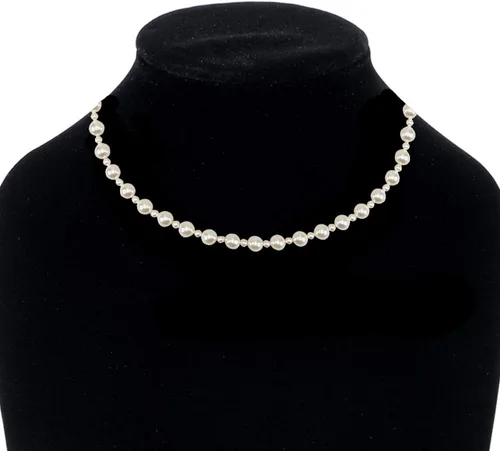 Vista 2 de Crystal Dream - Collar de plata de ley con perlas de imitación Swarovski crema (N128)