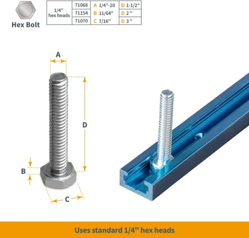 Vista 10 de POWERTEC 48 pulgadas universal T-Track 2PK con abrazadera de palanca de sujeción horizontal 4 unidades y placa de montaje para plantillas
