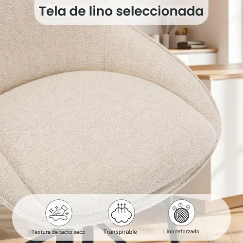 Vista 4 de Flouki - Juego de 2 taburetes giratorios para encimera, taburetes de bar Beige