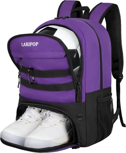 Vista 12 de LARIPOP Mochila de Fútbol, Bolsa de Fútbol con Soporte para Balón y Compartimento para Zapatos, Bolsas de Entrenamiento para Equipos Deportivos