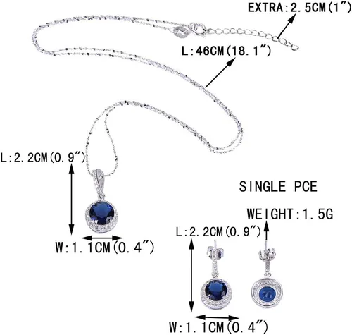 Vista 6 de EVER FAITH Juego de collar y aretes de plata de ley 925 con circonita cúbica para mujer