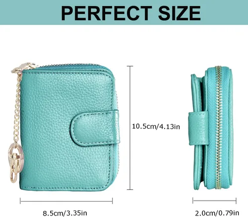 Vista 2 de Beurlike Cartera de tarjeta de crédito RFID para mujer, estuche organizador de cuero para mujer, pequeño titular de la tarjeta de seguridad