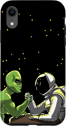 Vista 8 de Carcasa divertida para iPhone 14 Alien And Astronaut Arm Wrestling