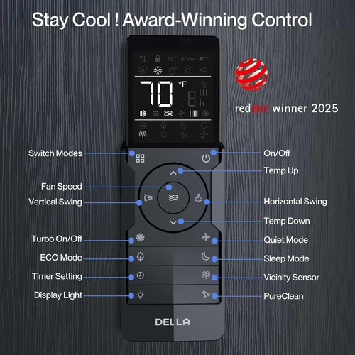 Vista 8 de DELLA 35K BTU Dual Zone Mini Split AC (9K+24K), 19 SEER2, 16ft Kits Blanco con juego de línea