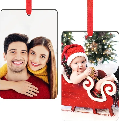 Vista 37 de Paquete de 4 adornos de Navidad personalizados 2025 de cerámica personalizada con foto y texto para decoración de árbol de Navidad, primera Navidad