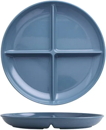 Vista 7 de Baby Blue - Platos divididos con 4 compartimentos, bandeja para aperitivos, platos de frutas de grado alimenticio, sin BPA, 1 paquete