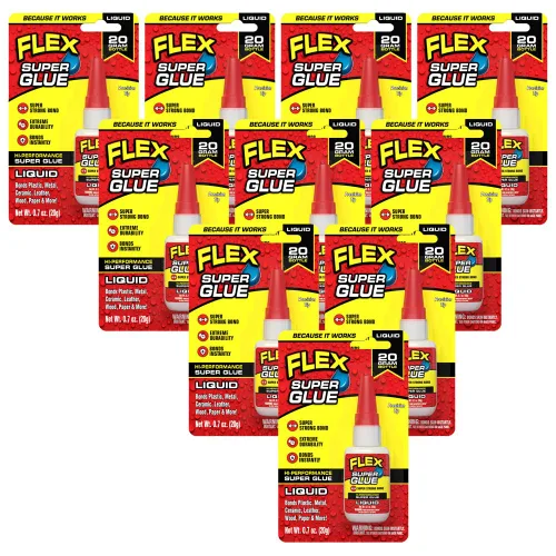 Vista 10 de Flex Super Glue Líquido, Botella de 20 Gramos, Pack de 2, Transparente, Enlace Instantáneo, Secado Rápido, Adhesivo de Cianoacrilatos, Punta