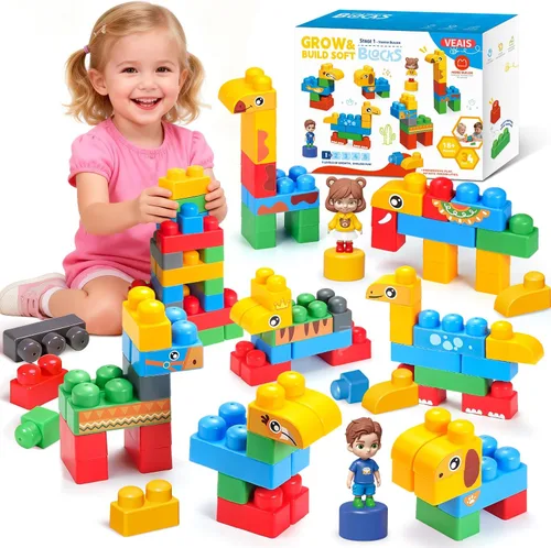 Vista 10 de Juego de 107 bloques de construcción suaves STEM para niños pequeños 107 piezas