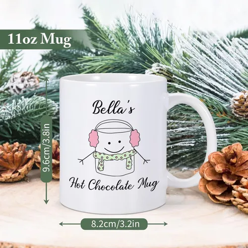 Vista 3 de COLBEAR Taza de café de Navidad con nombre personalizado, cerámica de 11 onzas, taza de cacao caliente personalizada, regalo para niños, apto