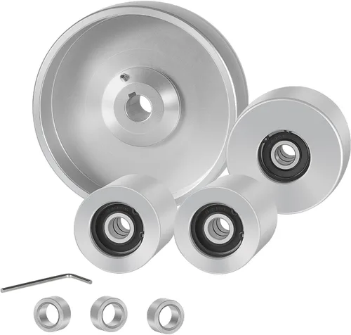 Vista 7 de Juego completo de ruedas de amoladora de correa de 2 x 72 pulgadas, rueda de aluminio coronada para amoladora de cuchillos de 5 pulgadas, diámetro