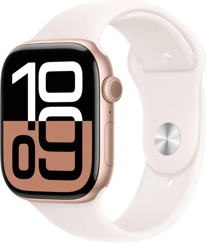 Vista 16 de Apple Watch Series 10 [GPS 42 mm] Smartwatch con caja de aluminio negro brillante y correa deportiva negra - M/L. Rastreador de fitness, aplicación
