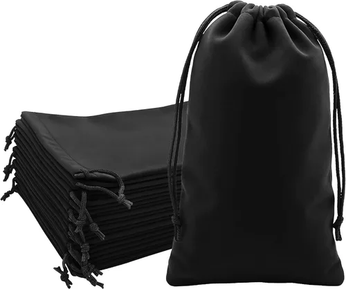 Vista 48 de Mandala Crafts Bolsas de terciopelo negro con cordón de 14 x 14 pulgadas, 10 bolsas grandes de terciopelo con cordón a granel para regalos de fiesta