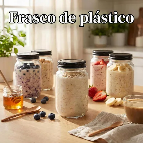 Vista 5 de novelinks Tarros de plástico transparente de 16 onzas con tapas y tapas