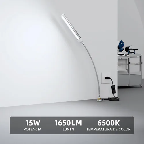 Vista 3 de Luz de trabajo magnética LED, 15W de alta luminosidad, lámpara de cuello de cisne flexible con base magnética fuerte para torno, fresado, prensa