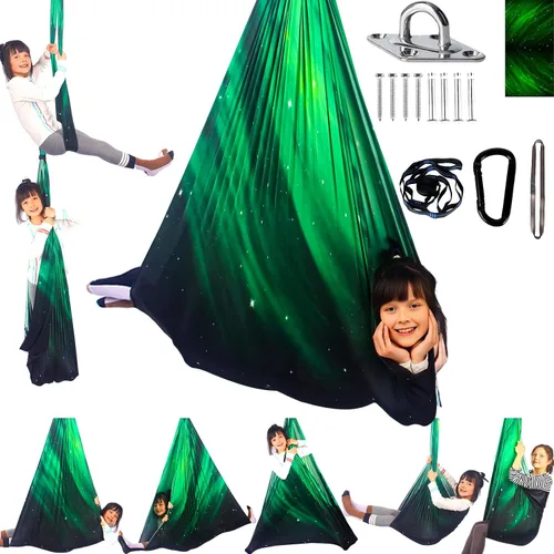 Vista 12 de Columpio sensorial para niños, terapia interior y exterior, hamaca para acurrucarse, con capacidad para hasta 300 libras, con kit de colgador