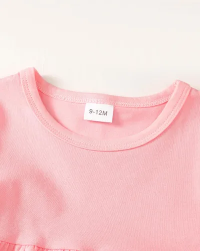 Vista 4 de Conjunto de ropa para bebé niña pequeña, con volantes, pantalones florales, ropa para niñas