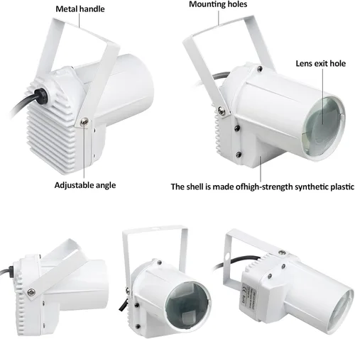 Vista 5 de Luz de Bola de Discoteca, PinSpot LED Blanco de 3W para Iluminar Bola de Espejo, Luces de PinSpot para DJ en el Escenario (Cáscara Blanca)