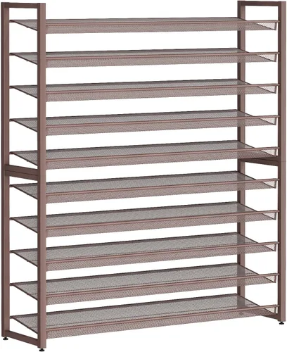 Vista 13 de Zapatero de metal, organizador de zapatos grande de 8 niveles, zapatero vertical de metal resistente de 4 niveles apilable para almacenamiento