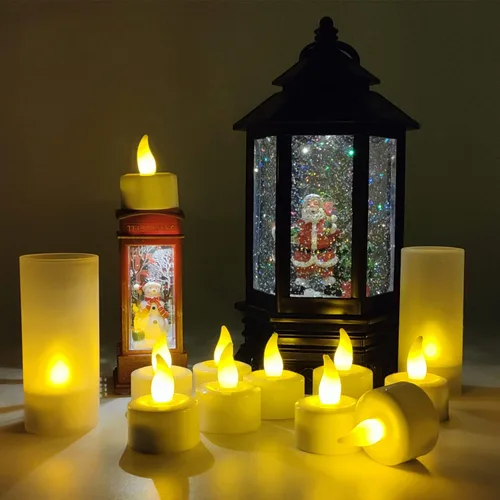 Vista 6 de YASENN Velas recargables de color blanco cálido LED velas de té 12 piezas programa de efecto de llama parpadeante velas de plástico sin llama