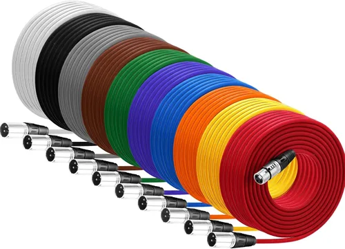 Vista 8 de Copkim Paquete de 10 cables XLR brillantes de 6 pies, 3 pines, cable de micrófono XLR equilibrado a macho a hembra para micrófono, mezclador