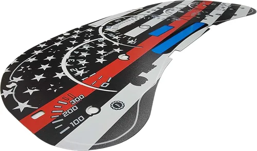 Vista 2 de Tanin Auto Electronix Custom Firefighter Red Line American Flag Gauge Face Overlay Compatible con el velocímetro de racimo de instrumentos GMC
