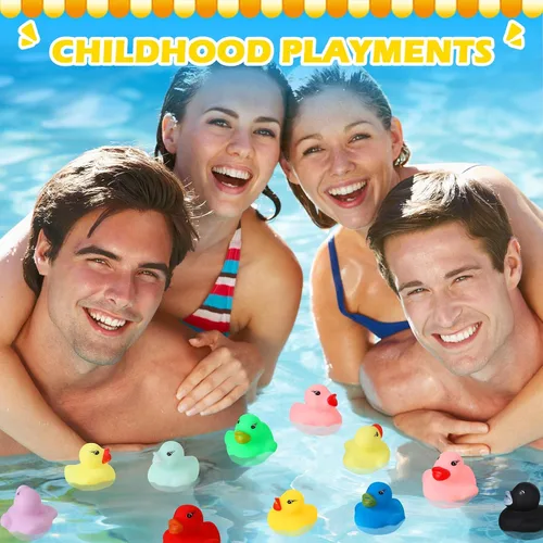 Vista 5 de Mini pato de goma a granel, juego de juguetes de baño a granel, mini patos coloridos para baby shower, decoración de fiesta de cumpleaños, regalo