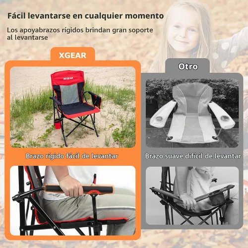 Vista 5 de Silla de camping para adultos, 350 libras, respaldo de malla transpirable