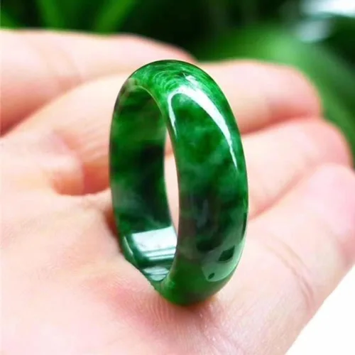 Vista 2 de BXSMNH Anillo de jade verde genuino para mujeres y hombres, joyería de esmeralda china natural de buena suerte, anillos de jadeit