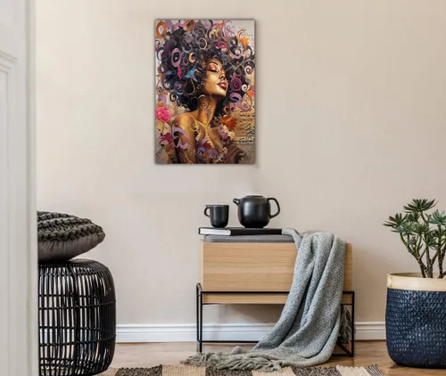Vista 7 de Arte de pared afroamericano, decoración de rey y reina bailarín negro para sala de estar, arte de pareja de amor negro para dormitorio, lienzo