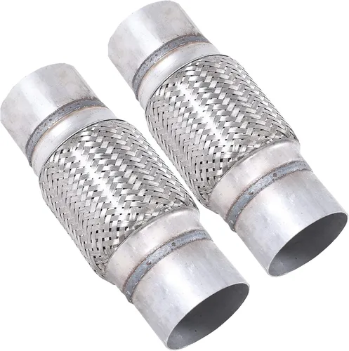 Vista 20 de 2 piezas de tubo flexible de escape de acero inoxidable doble trenzado 1.75" x 4" con extremos de 4" de largo