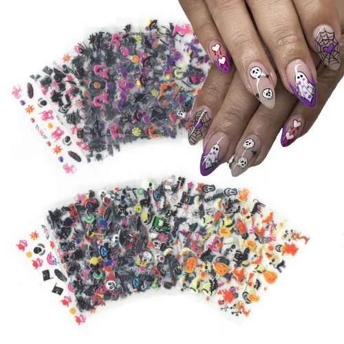 Vista 9 de 30 hojas de calcomanías de arte de uñas, flores, rosas, margaritas, cerezos, flores, 3D, autoadhesivas, calcomanías para uñas, corazón, crisantemo