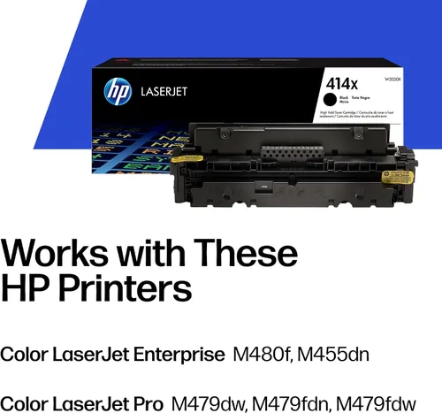 Vista 2 de HP 414X Cartucho de tóner negro Funciona con Color LaserJet Enterprise M455dn, MFP M480f, Pro M454, serie M479 W2020X
