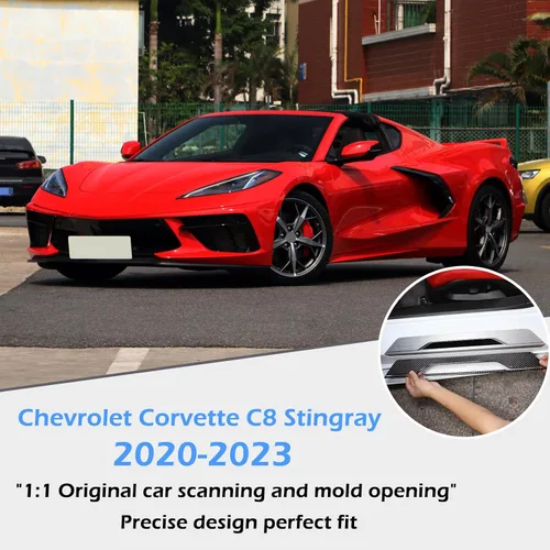 Vista 6 de CHEAYAR Cubierta de Umbral de Puerta Interior de Automóvil Placa Protectora contra Rayones Adhesivo Decorativo Compatible con Corvette C8 Stingray