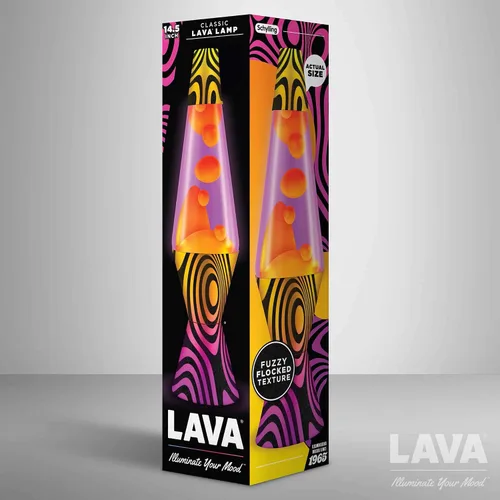 Vista 6 de Lava® Lámpara - Base Groovy Gradient Flocado de 14.5" - La Luz de Movimiento Original - Cera Amarilla y Líquido Morado - Artículo #2015