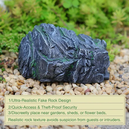 Vista 4 de Oculta una llave de piedra, ocultador de llaves de roca falsa para exteriores, caja de seguridad oculta impermeable para patio, jardín, patio