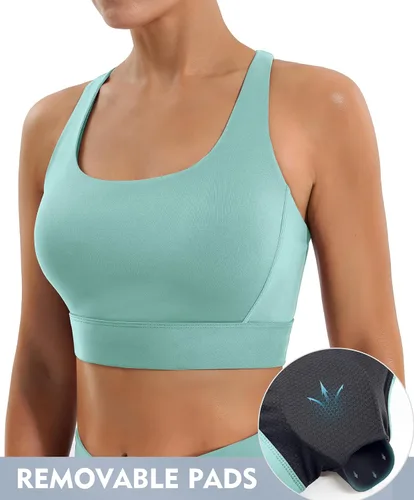 Vista 2 de Ewedoos Sujetadores deportivos de alto impacto para mujer, de alto soporte, ajustable, con tirantes acolchados, sujetadores deportivos