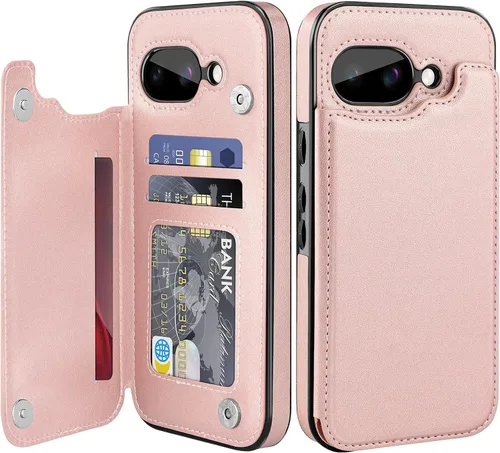 Vista 20 de Bizzib para Google Pixel 6A Funda de cuero tipo cartera con tarjetero, cubierta tipo libro con pata de pie, cierre magnético, funda protectora a