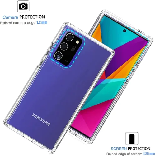 Vista 2 de Funda para Galaxy Note 20 Ultra 5G SM-N986U con protector de pantalla de vidrio templado, carcasa protectora de cuerpo completo transparente