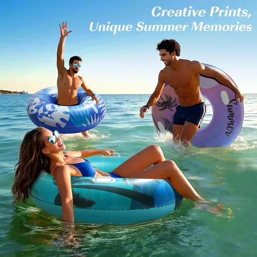Vista 4 de HeySplash Tubos de piscina para adultos, flotadores grandes de piscina de 42 pulgadas con asas, anillos inflables de natación, flotadores divertidos