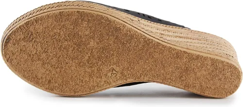 Vista 5 de Alexis Leroy tacón de cuña recortado Vamp Peep Toe Slingback sandalias de mujer