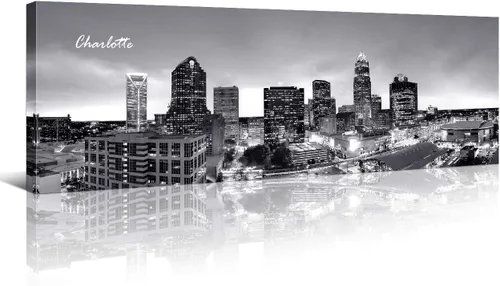 Vista 48 de Atlanta Skyline - Arte de pared para sala de estar, lienzo de paisaje urbano, decoración moderna para el hogar, imágenes panorámicas, edificio