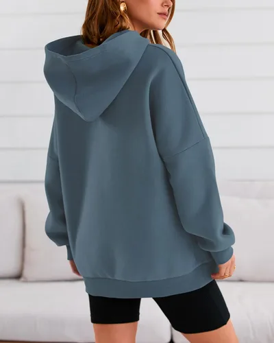 Vista 5 de BTFBM Sudaderas con capucha de gran tamaño para mujer, sudadera con capucha de forro polar, casual, manga larga, suéter de otoño e invierno, moda