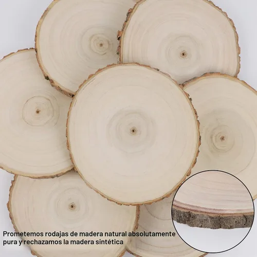 Vista 6 de Sancodee 8 piezas grandes de rodajas de madera sin acabar, tablas de madera de 6-7 pulgadas para centros de mesa, círculos de madera natural