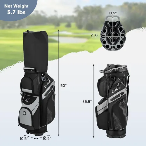 Vista 6 de Tangkula Bolsa de carrito de golf con divisores de longitud completa de 14 vías, 6 bolsas moldeadas con cierre superior de golf con 11 bolsillos