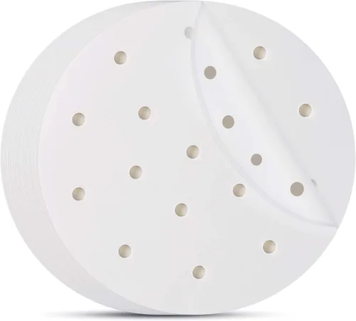 Vista 11 de Beasea Papel pergamino para freidora de aire, 11 pulgadas, 200 piezas redondas sin blanquear sin perforar pergamino de bambú