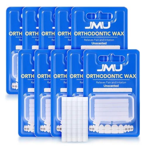 Vista 11 de JMU - Cera de ortodoncia para aparatos ortopédicos, 1 paquete, 50 puntos de cera dental precortados, menta