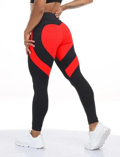 Vista 4 de SEASUM - Leggings de yoga para mujer, con retazos en forma de corazón y cintura alta, para entrenamiento, acondicionamiento físico, gimnasio