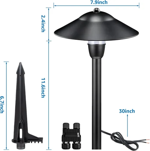 Vista 6 de SUNVIE Low Voltage Pathway Lights 12-24V 3W Landscape Lighting, 3000K LED Low Voltage Landscape Lights, IP65 Waterproof Aluminum Path and Area Light
